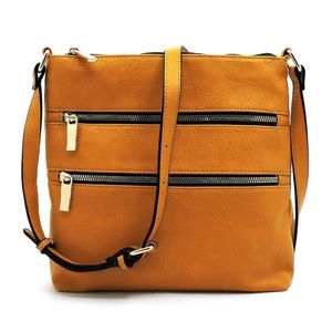Multi Zip Pocket Small Crossbody Bag - MUSTARD